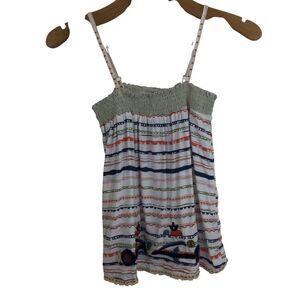 Skemo Kids Mexicana Sleeveless Embroidered Strap Stretch Boho Tank Top L NWT